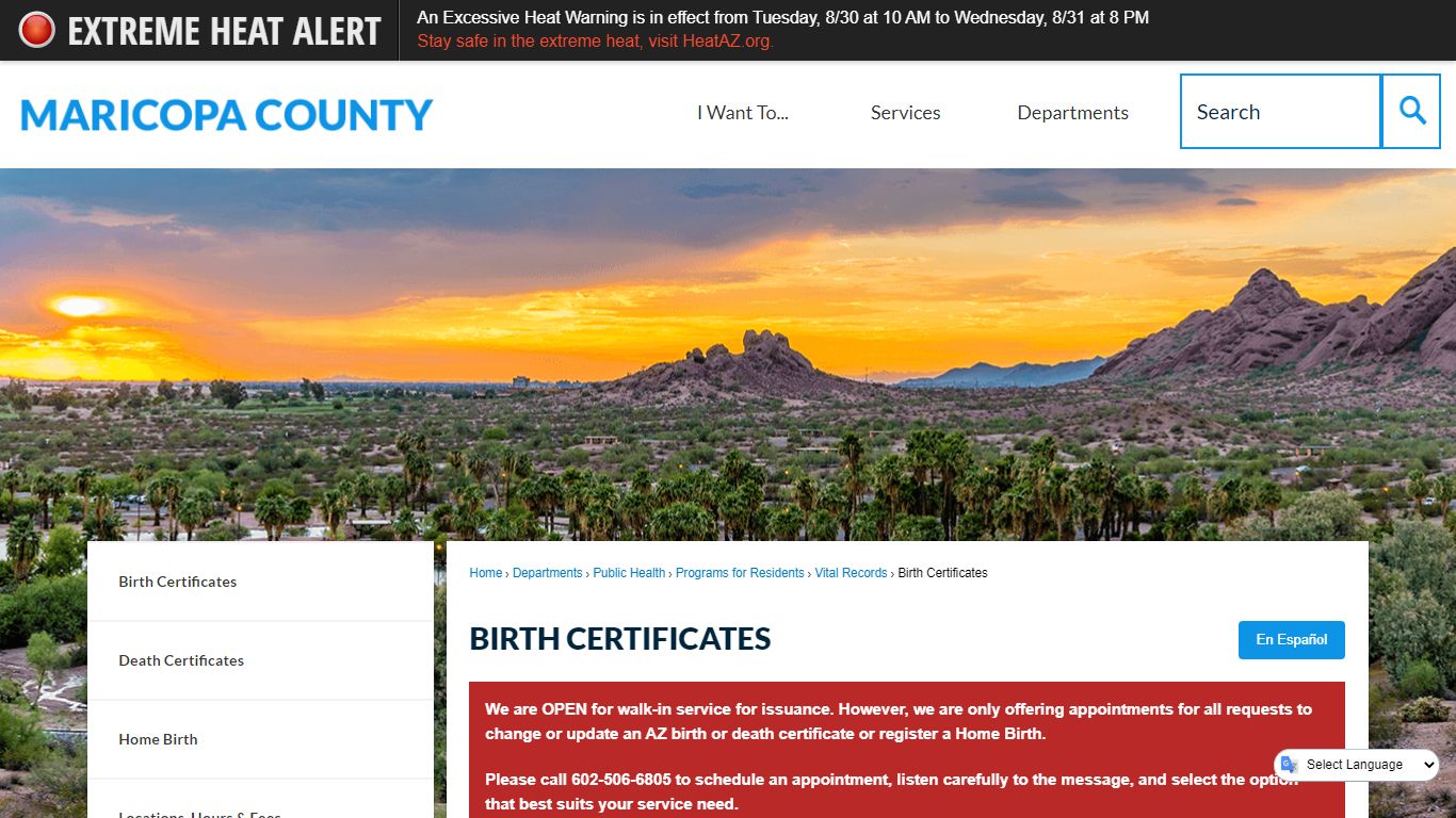 Birth Certificates | Maricopa County, AZ